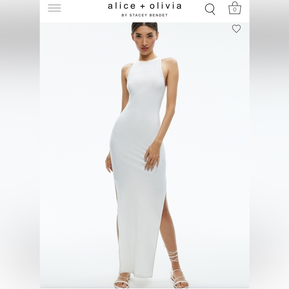 Alice + Olivia Pania Ribbed‎ Knit Tank Maxi Dress Side Slits  Size 8
